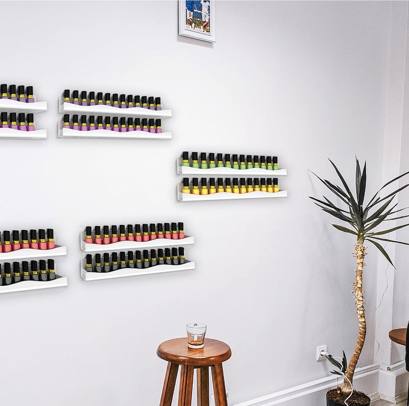 YMVV 15" Nail Polish Rack Wall Mounted Shelf,6 Pack White Acrylic Nail Polish Organizer Nail Supplies for Nail Techs,Great Display for Salons Retailers, YMVVWHITE 003 - Image 2